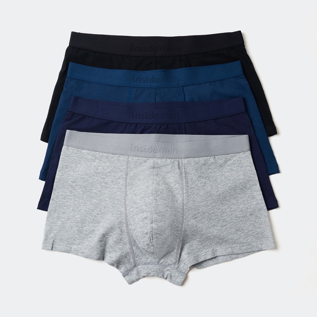 Quần lót nam boxer INSIDEMEN cạp chun co giãn đủ size, chất cotton mềm mại, thoáng mát IBX015