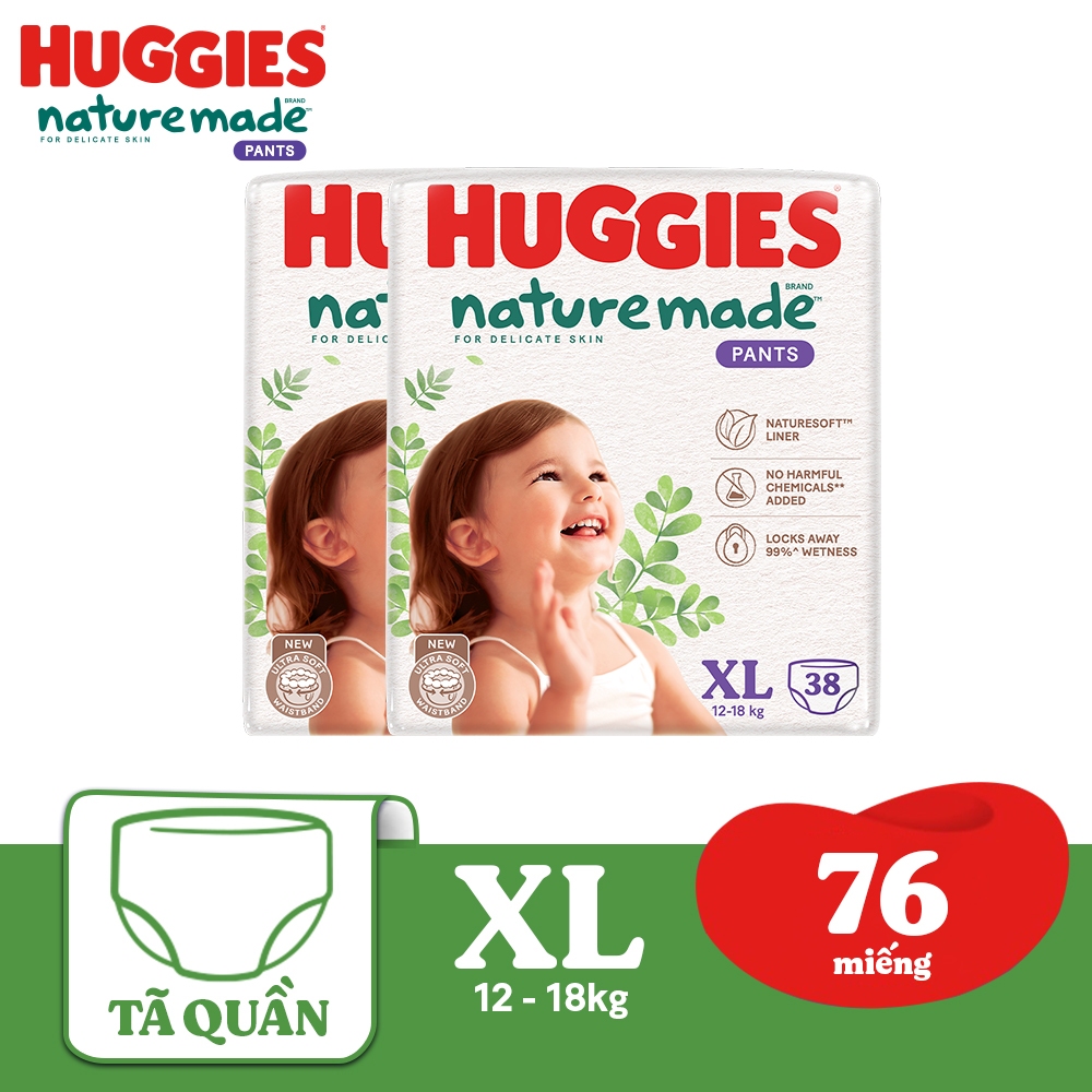 Ảnh Combo 2 Tã Quần Huggies Platinum Nature Made XL38 1