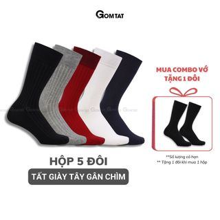 Hộp 5 đôi tất nam công sở GOMTAT mẫu gân chìm, chất liệu cotton cao cấp, hút ẩm thoáng khí - GOM-GANCHIM-5DUMAU