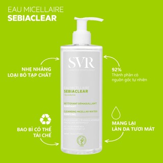 Nước tẩy trang svr cho da dầu mụn, làm sạch và dịu nhẹ SVR Sebiaclear Eau Micellaire 400ml