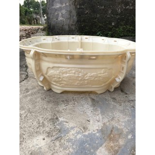 Khuôn chậu cảnh bể khánh dài 60 rộng 46 cao 20  – Hoa văn Tùng, Hươu, Chim công, Hoa cúc chất liệu nhựa abs