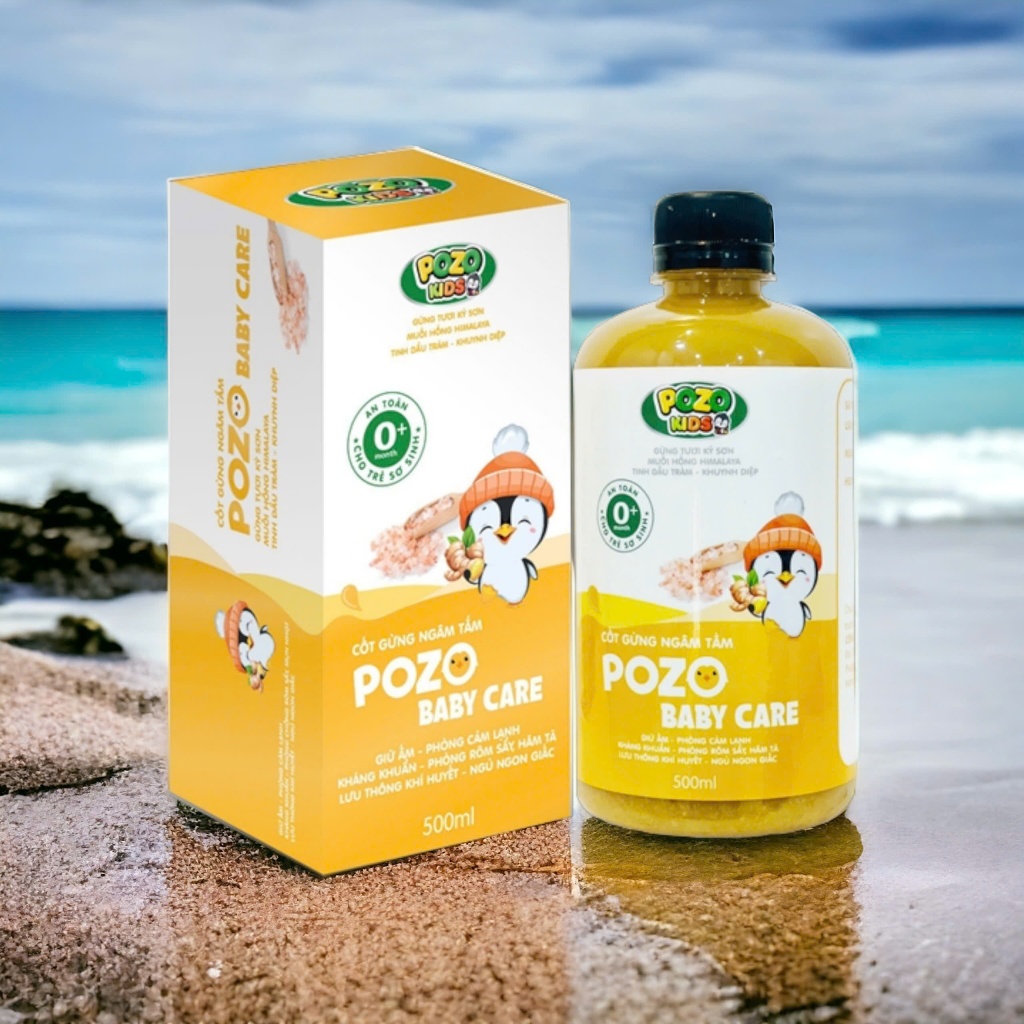 Ảnh Nước Cốt Gừng Tràm Khuynh Diệp Ngâm Chân, Tắm Bé Pozo Baby Care Hỗ Trợ Giúp Giữ Ấm, Phòng Cảm Cho Bé 500ml 2