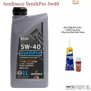 Dầu nhớt Xe Máy Senfineco SynthPro 5w30 Và 5w40 - Kèm Quà gồm 1 nhớt láp Zeus và 1 Phụ Gia Nhớt Mới Turbo