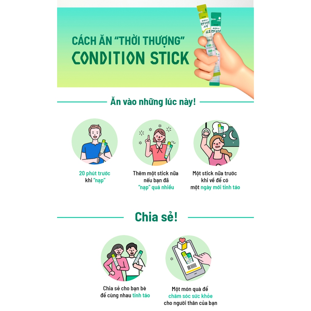Thạch Khúng Khéng CONDITION STICK - Vị Táo - Thực Phẩm Bổ Sung (Hộp 10 gói)
