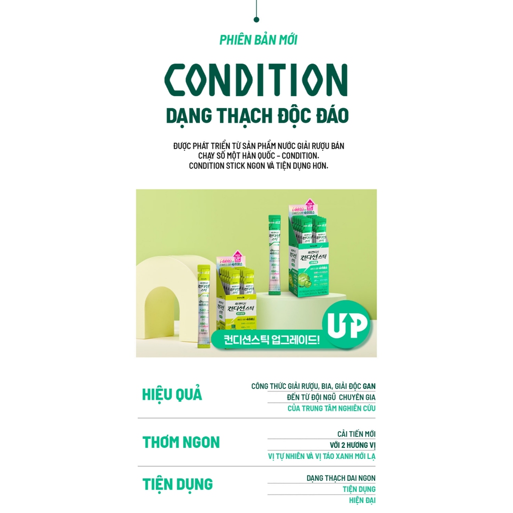 Thạch Khúng Khéng CONDITION STICK - Vị Táo - Thực Phẩm Bổ Sung (Hộp 10 gói)