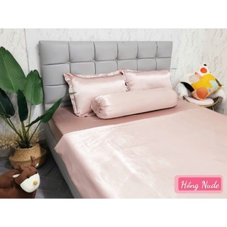 🧧LỤA SILK🧧 Chăn Ga Gối Phi Lụa Mã Hồng Nude Xinh Yêu - Hàng Loại 1 Mềm Mát - Chăn Ga Sỉ