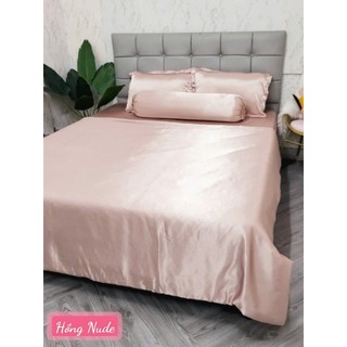 🧧LỤA SILK🧧 Chăn Ga Gối Phi Lụa Mã Hồng Nude Xinh Yêu - Hàng Loại 1 Mềm Mát - Chăn Ga Sỉ