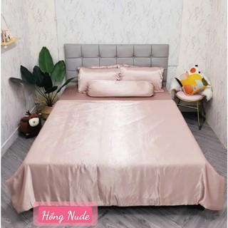 🧧LỤA SILK🧧 Chăn Ga Gối Phi Lụa Mã Hồng Nude Xinh Yêu - Hàng Loại 1 Mềm Mát - Chăn Ga Sỉ