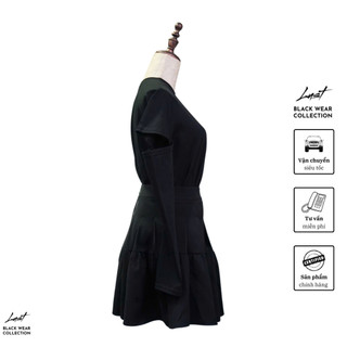 Set áo dài tay cut out kèm chân váy xếp ly xòe LUST chất liệu dày dặn ĐT195