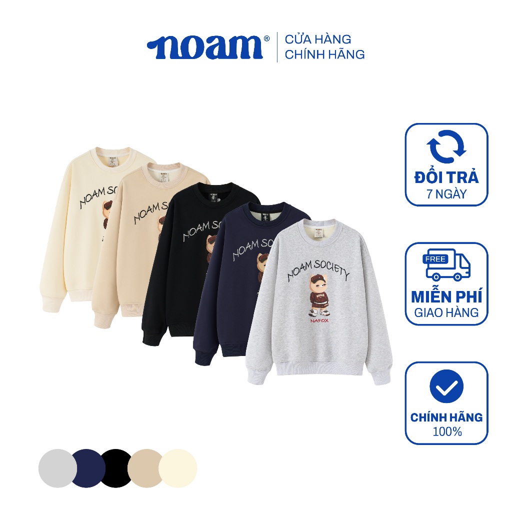 Ảnh Áo Sweater Unisex NOAM SOCIETY Form rộng Vải nỉ lông cáo mềm mịn 1