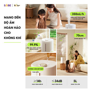 Máy Phun Sương Tạo Ẩm Bear SB-TA50M, Dung Tích 5L Xông Tinh Dầu Làm Mát Không Khí Bộ Lọc Ion Bạc Kháng Khuẩn 99,9%