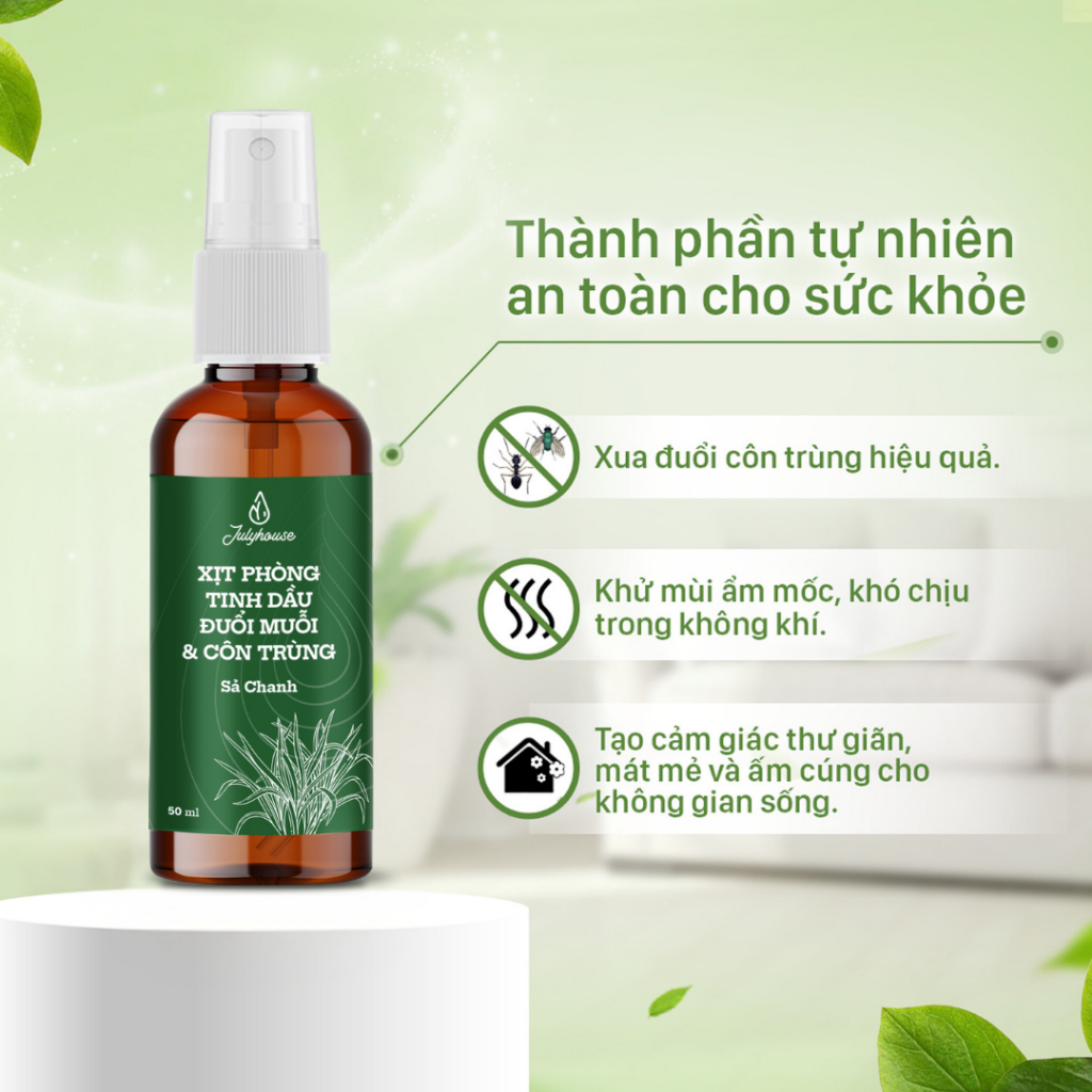 Ảnh Bình xịt phòng tinh dầu sả chanh, bạc hà, quế JULYHOUSE 50ml khử mùi hiệu quả (mùi tự chọn) 4