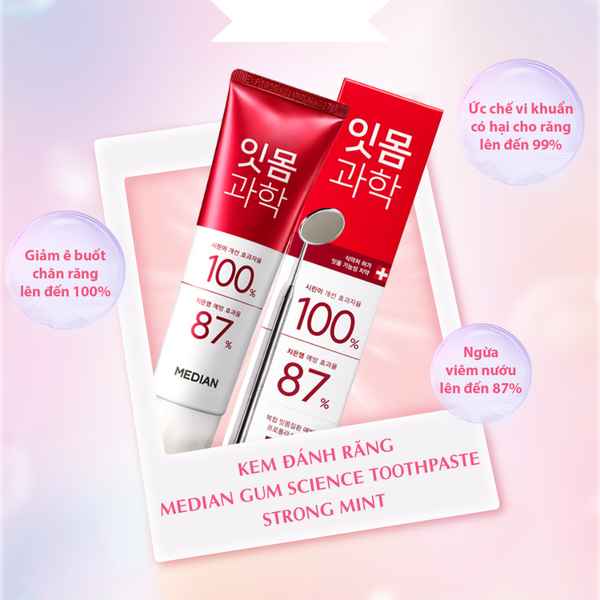 Kem Đánh Răng Median 100% Gum Science Toothpaste Strong Mint Cho Răng Nhạy Cảm Sâu Răng 120g