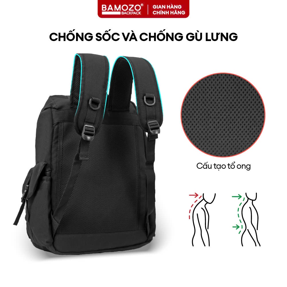 Ảnh Balo Đi Học Nam Nữ Thương Hiệu Bamozo Nhiều Ngăn Chống Nước Tốt - BẢO HÀNH 24 THÁNG 3
