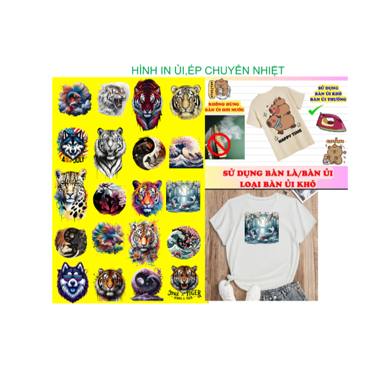 [HÌNH IN PÉT ỦI NHIỆT]Hình VẼ /PANT ART ủi nhiệt in áo-hình VẼ  hổ ủi áo tại nhà bằng bàn là bàn ủi