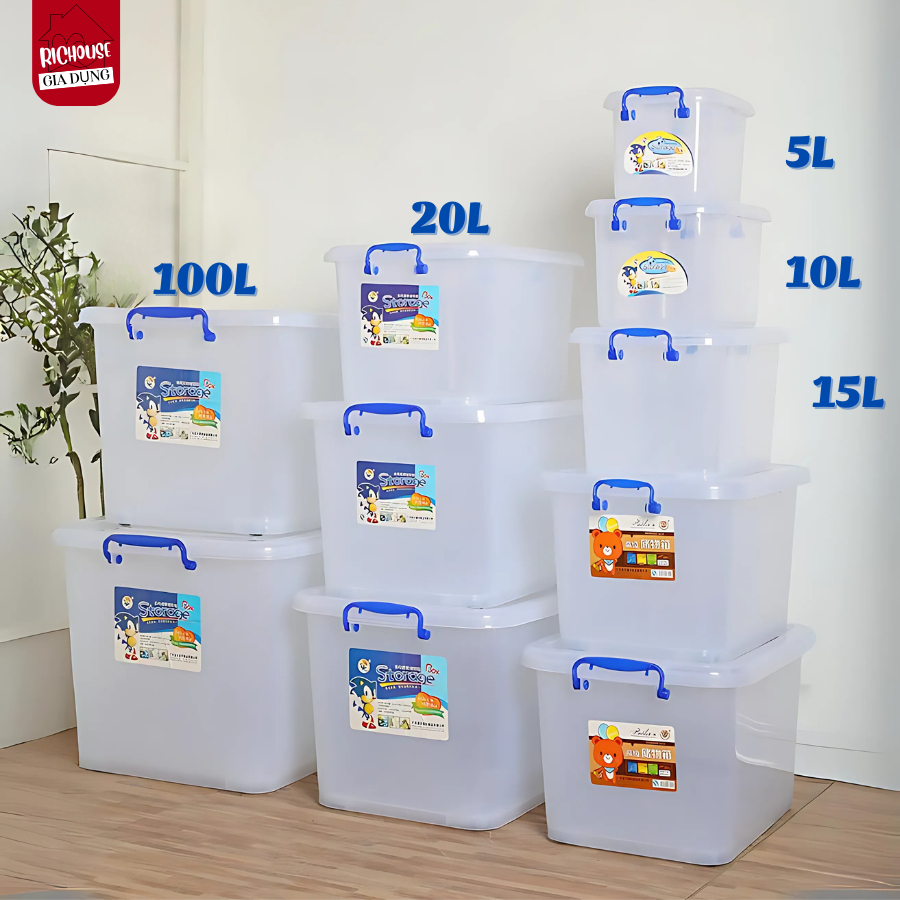 Thùng Nhựa Có Nắp Trong Suốt Đựng Đồ, Hộp Đựng Đồ Chơi Đa Năng Có Bánh Xe