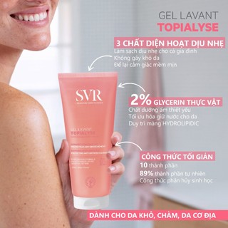 Gel làm sạch dịu nhẹ dành cho da nhạy cảm, da khô và viêm da cơ địa SVR TOPIALYSE Gel Lavant 200ml