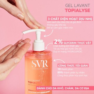 Gel làm sạch dịu nhẹ dành cho da nhạy cảm, da khô và viêm da cơ địa SVR TOPIALYSE Gel Lavant 1L