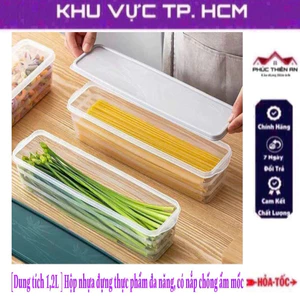 Hộp nhựa dài trong suốt đựng thực phẩm đa năng, có nắp đậy chống ẩm mốc - dung tích 1.2L