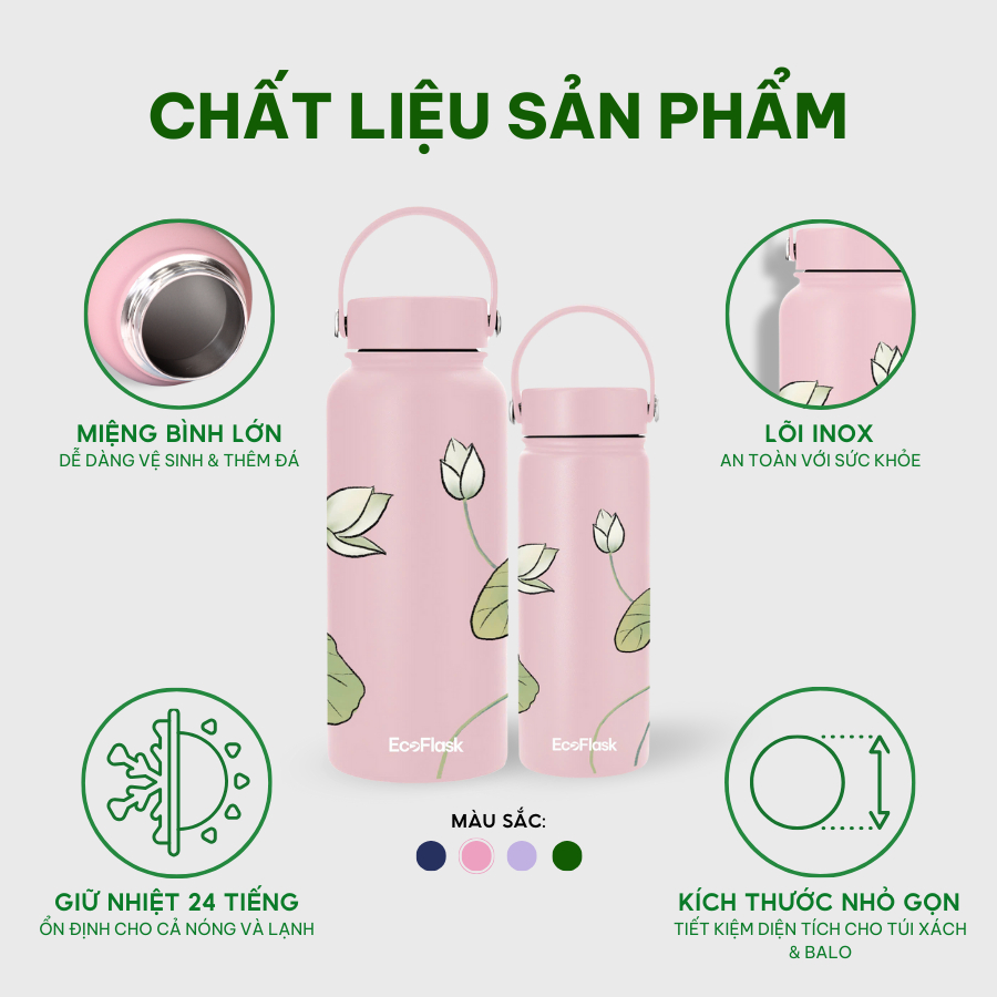 Ảnh Bình giữ nhiệt EcoFlask 1000ml/550ml thiết kế Nụ Xuân cao cấp chính hãng, inox 304, bảo hành 3 năm 3