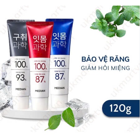 Kem Đánh Răng Median 100% Gum Science Toothpaste Làm Trắng Răng, Giảm Ê Buốt, Thơm Miệng 120G