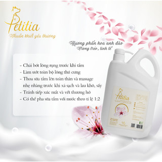 Sữa tắm hữu cơ Petitia 2L cho chó mèo, an toàn, dưỡng lông, lưu hương Vanilla ngọt ngào, thư thái