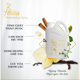 Sữa tắm hữu cơ Petitia 2L cho chó mèo, an toàn, dưỡng lông, lưu hương Vanilla ngọt ngào, thư thái