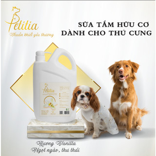 Sữa tắm hữu cơ Petitia 2L cho chó mèo, an toàn, dưỡng lông, lưu hương Vanilla ngọt ngào, thư thái