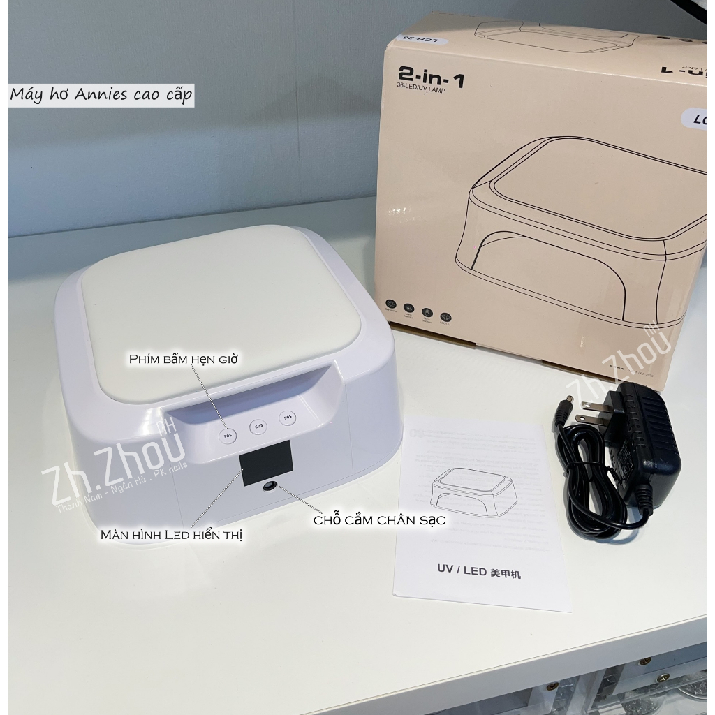 Máy hơ gel T9, máy hơ gel annies , Máy sấy gel cao cấp,có đệm kê tay êm ái phụ kiện nail chính hãng
