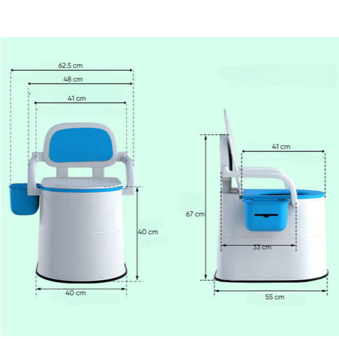Bồn cầu di động chất liệu PVC phù hợp cho người già , phụ nữ mang thai , bồn vệ sinh có tay vịn, tựa lưng