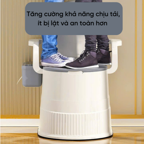 Bồn cầu di động chất liệu PVC phù hợp cho người già , phụ nữ mang thai , bồn vệ sinh có tay vịn, tựa lưng