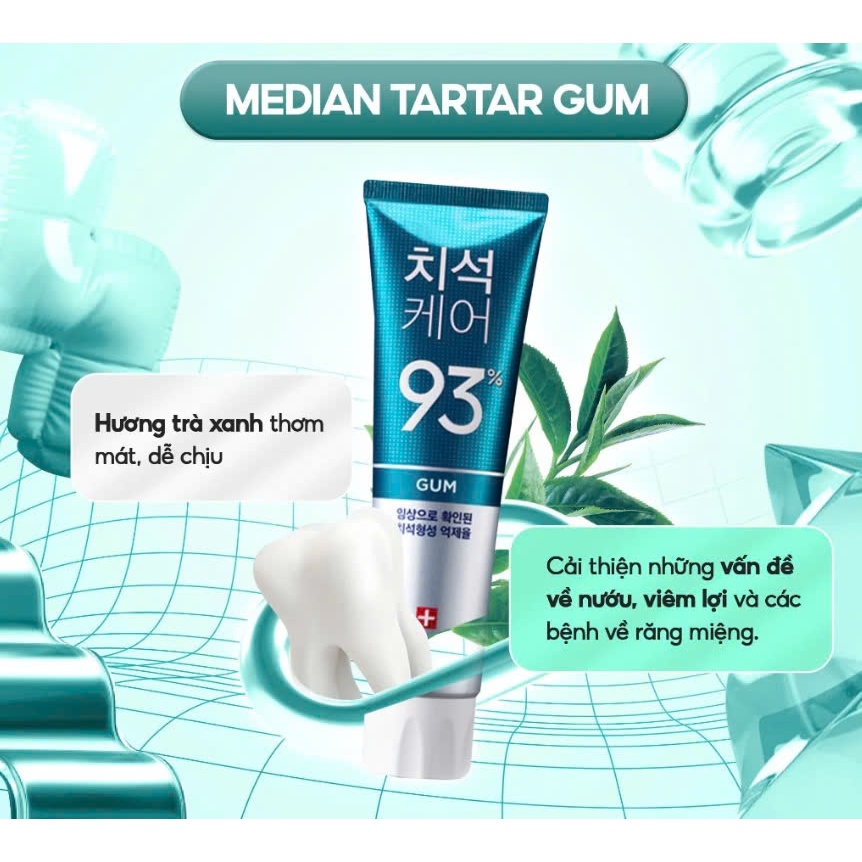 Kem Đánh Răng Median IQ 93% Tartar Gum Toothpaste 120g Ngăn Ngừa Viêm Nướu, Dùng Cho Người Sâu Răng