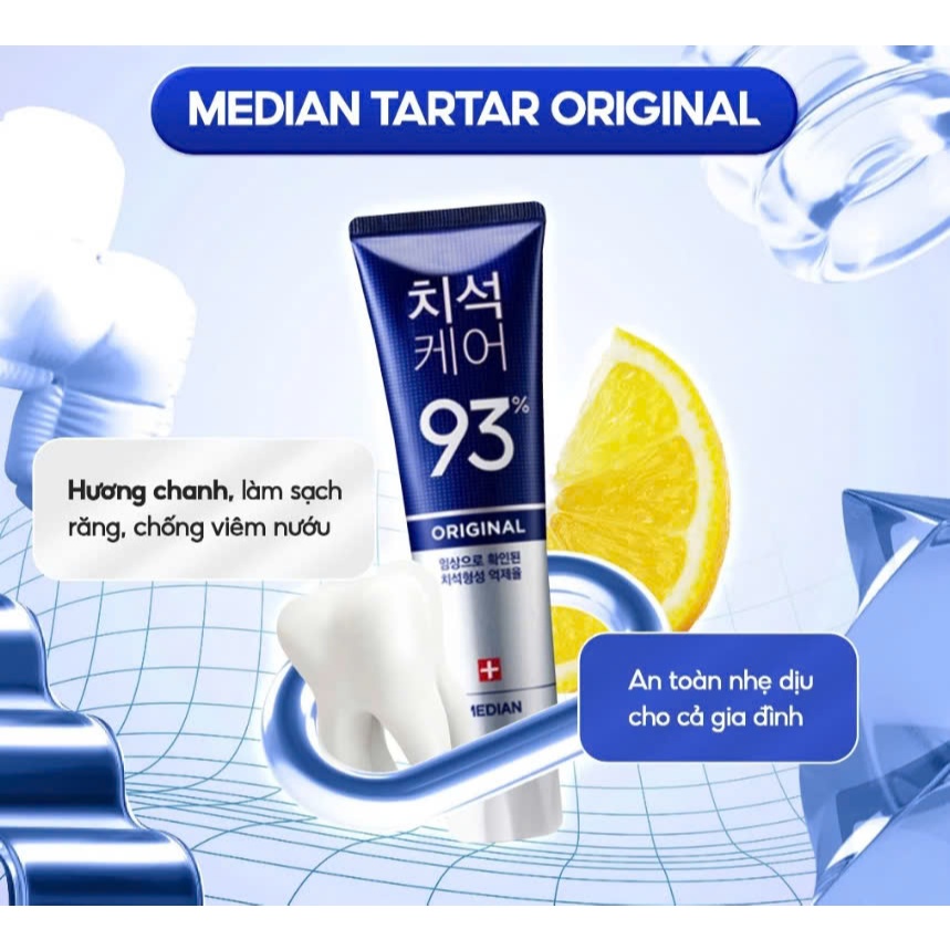 Kem đánh răng Median IQ 93% Tartar Toothpaste Original 120g ( màu xanh) Bảo Vệ Răng Miệng