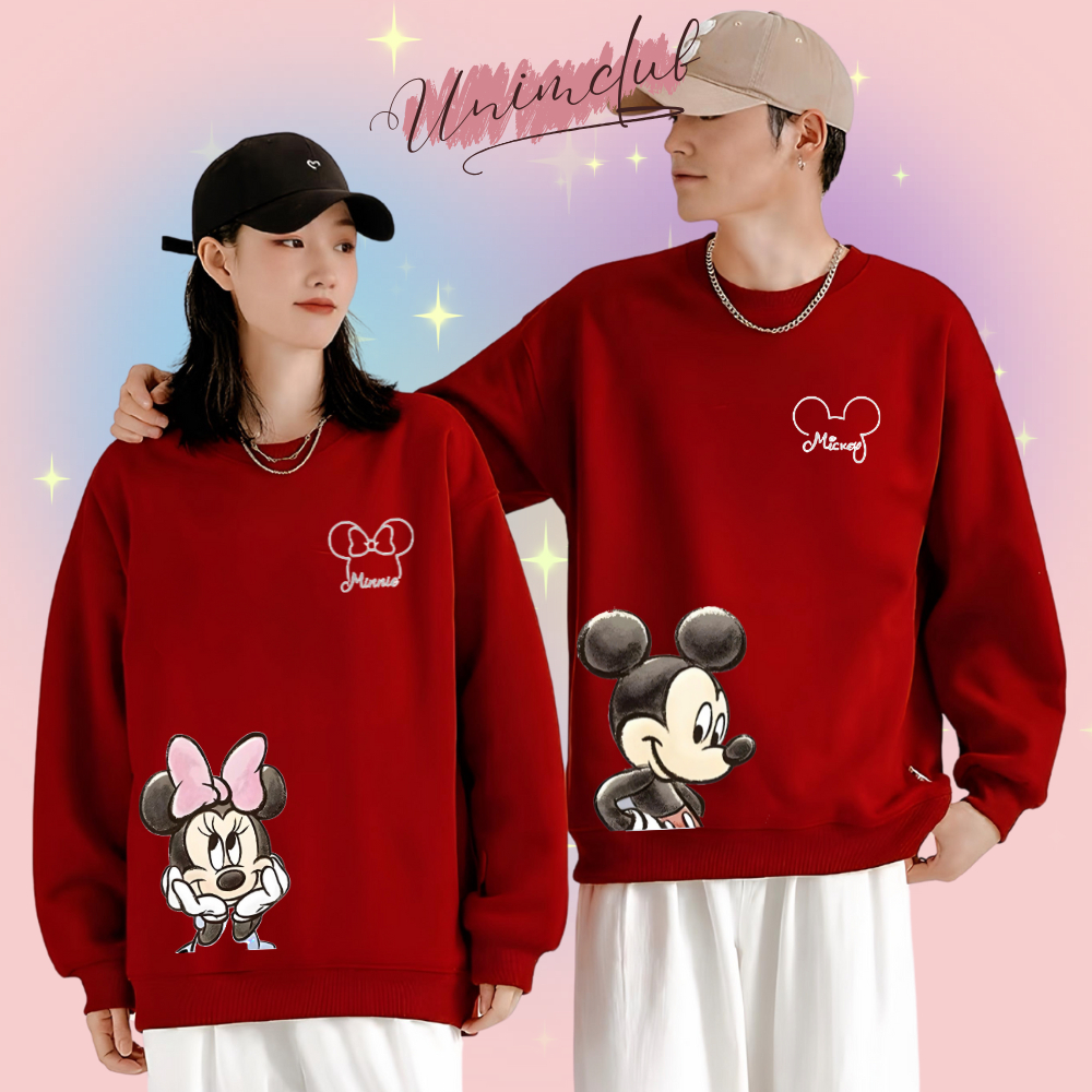 [Nỉ Chân Cua] Áo Đôi Sweater Mickey NY Đeo Túi Nhiều Màu Vải Nỉ Chân Cua Cao Cấp Unim Store - SW22