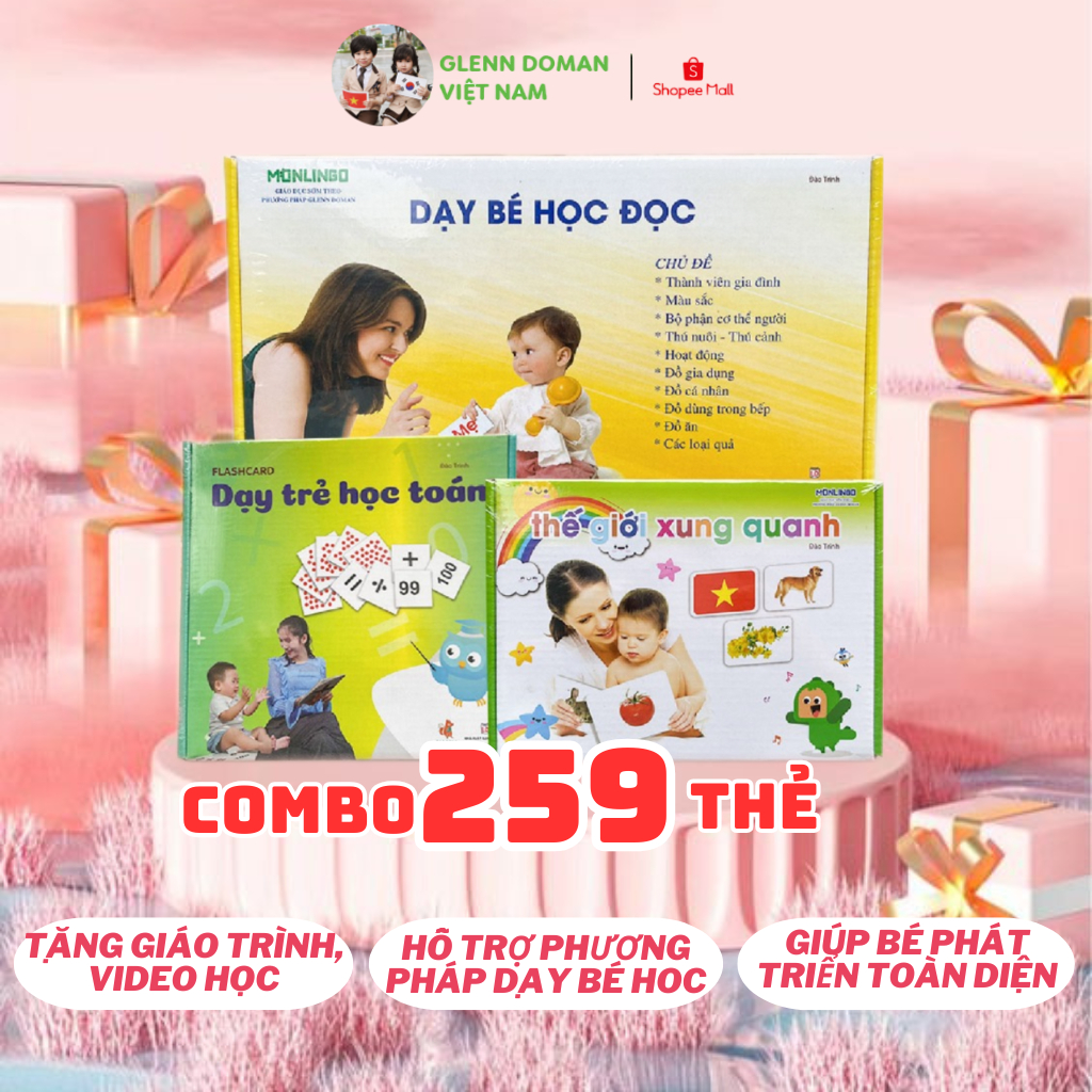 Ảnh Flashcard, thẻ học thông minh cho bé, Combo 259 thẻ chuẩn Glenn Doman giáo dục sớm từ 0-6 tuổi (có hỗ trợ cách dạy) 1