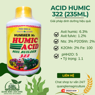 Phân Bón Hữu Cơ Acid Humic 322 Vàng Mỹ - Kích Rễ - Giải Độc - Cải Tạo Đất (Chai 235ml)