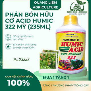 Phân Bón Hữu Cơ Acid Humic 322 Vàng Mỹ - Kích Rễ - Giải Độc - Cải Tạo Đất (Chai 235ml)