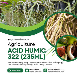 Phân Bón Hữu Cơ Acid Humic 322 Vàng Mỹ - Kích Rễ - Giải Độc - Cải Tạo Đất (Chai 235ml)