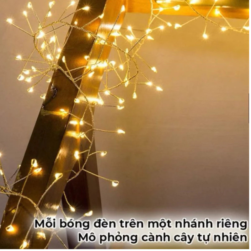 Dây đèn LED chớp rễ cây trang trí màu vàng ấm Đủ màu 5 mét có chớp