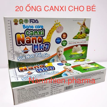 20 ống Canxi D3 Nano Mk7 Sữa non Yến sào bổ sung canxi cho bé tăng chiều cao chắc răng ngừa loãng xương cho người lớn