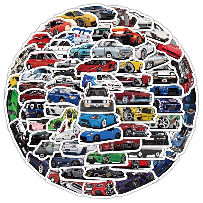 100 sticker Siêu Xe nhiều mẫu siêu ngầu Hoạt Hình Thời Trang Hoạt Hình Dán Mũ Bảo Hiểm Cốc Nước Chống Thấm tốt