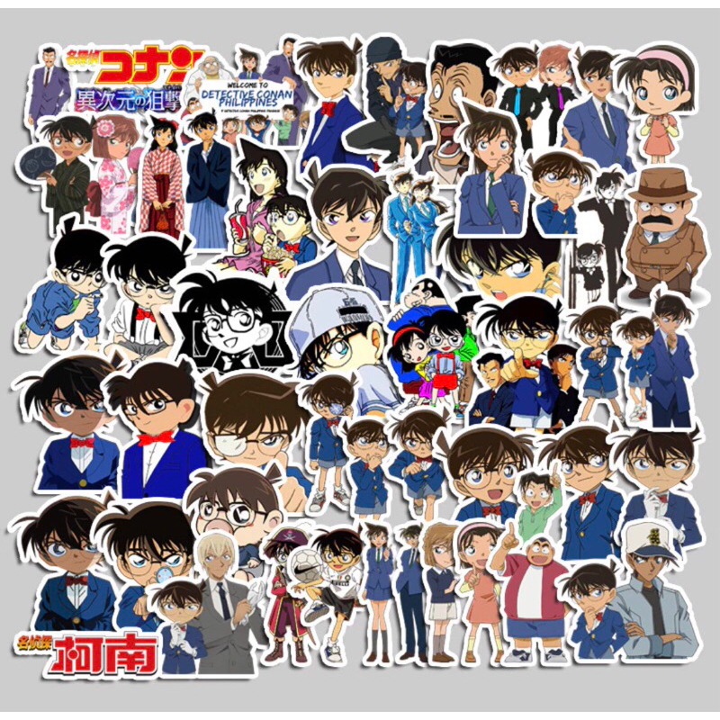 60 sticker nhân vật anime conan siêu thám tử trang trí sổ tay note book ...