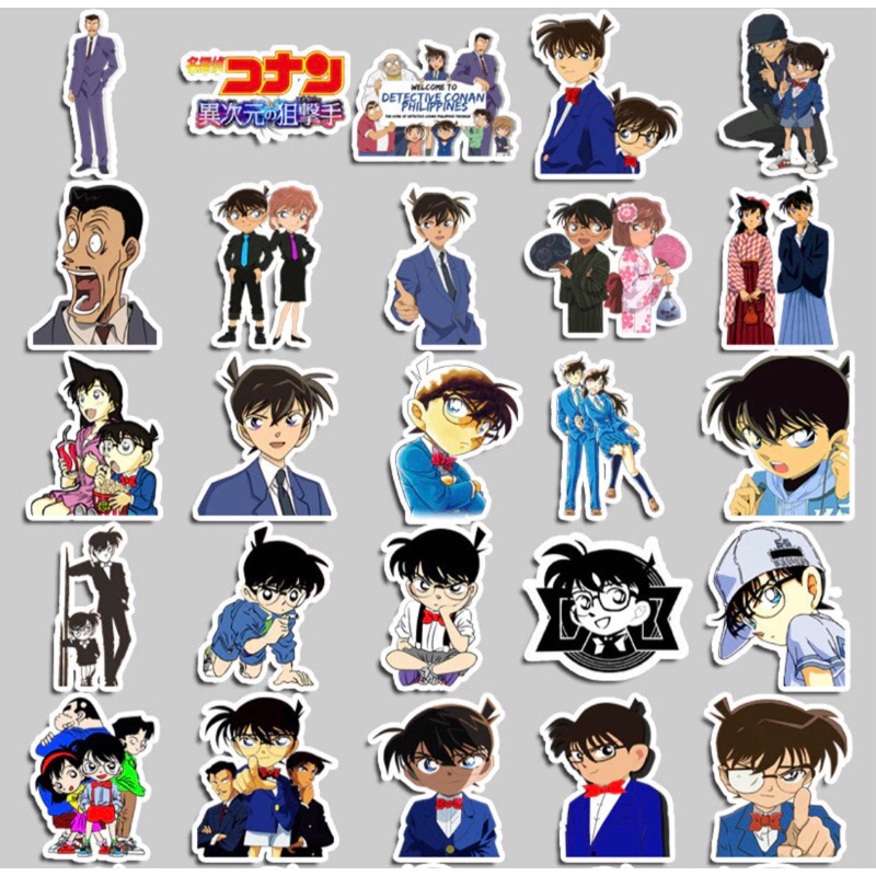 Bộ 100 sticker thám tử lừng danh Conan. trang trí ly nước mũ bảo hiểm điện thoại ly nước ipad laptop