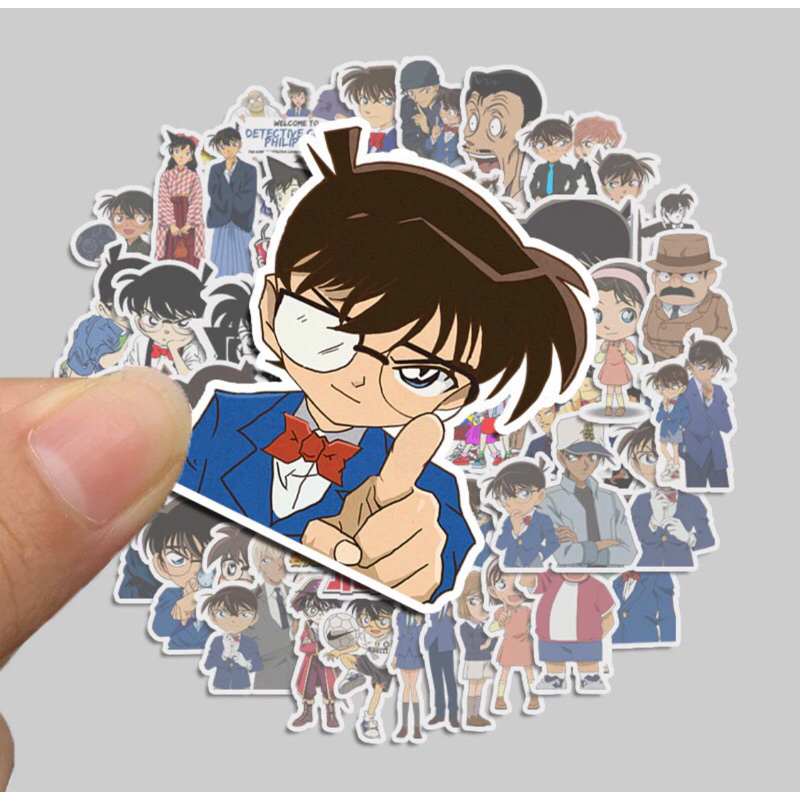 Bộ 100 sticker thám tử lừng danh Conan. trang trí ly nước mũ bảo hiểm điện thoại ly nước ipad laptop