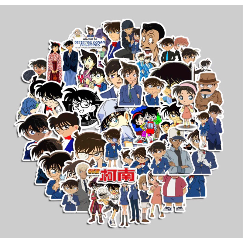 60 sticker nhân vật anime conan siêu thám tử  trang trí sổ tay note book laptop mũ bảo hiểm chống nước tốt
