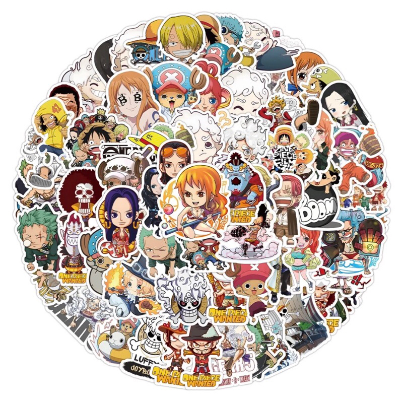 100 Sticker One piece phong cách Chibi One piece trang trí mũ bảo hiểm ốp lưng điện thoại laptop vali