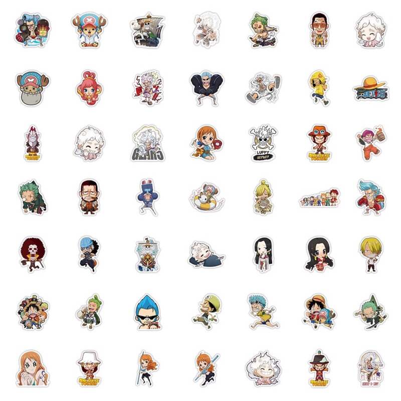 60 sticker onepiece phong cách chibi siêu dễ thương trang trí ly nước dụng cụ học tập ,vv