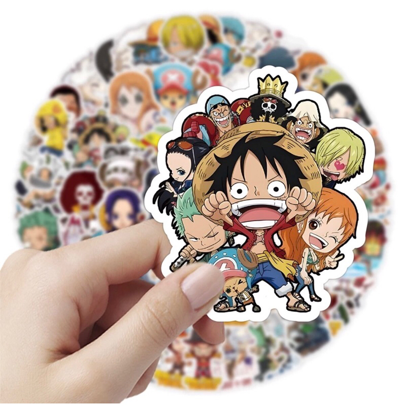 100 Sticker One piece phong cách Chibi One piece trang trí mũ bảo hiểm ốp lưng điện thoại laptop vali