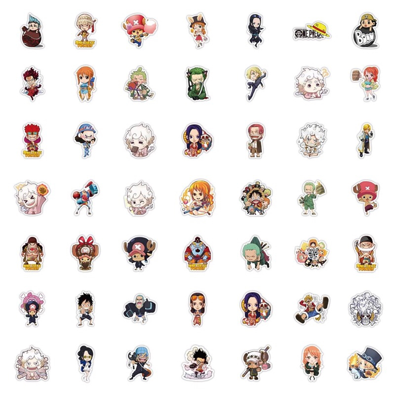 60 sticker onepiece phong cách chibi siêu dễ thương trang trí ly nước dụng cụ học tập ,vv
