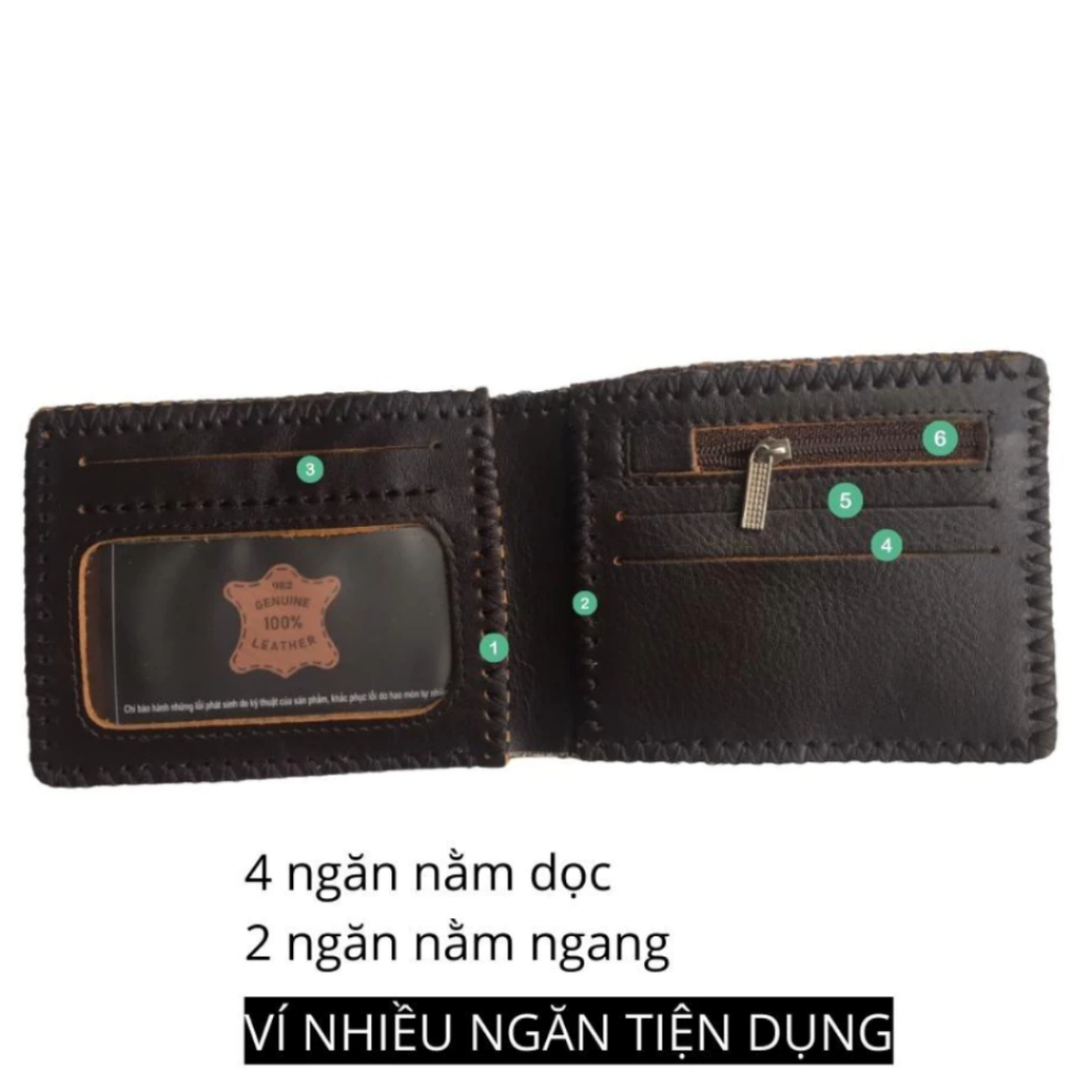 Ví Da Nam - Da Bò Xịn 100% - May Viền Thủ Công - Có hộp đựng làm quà tặng